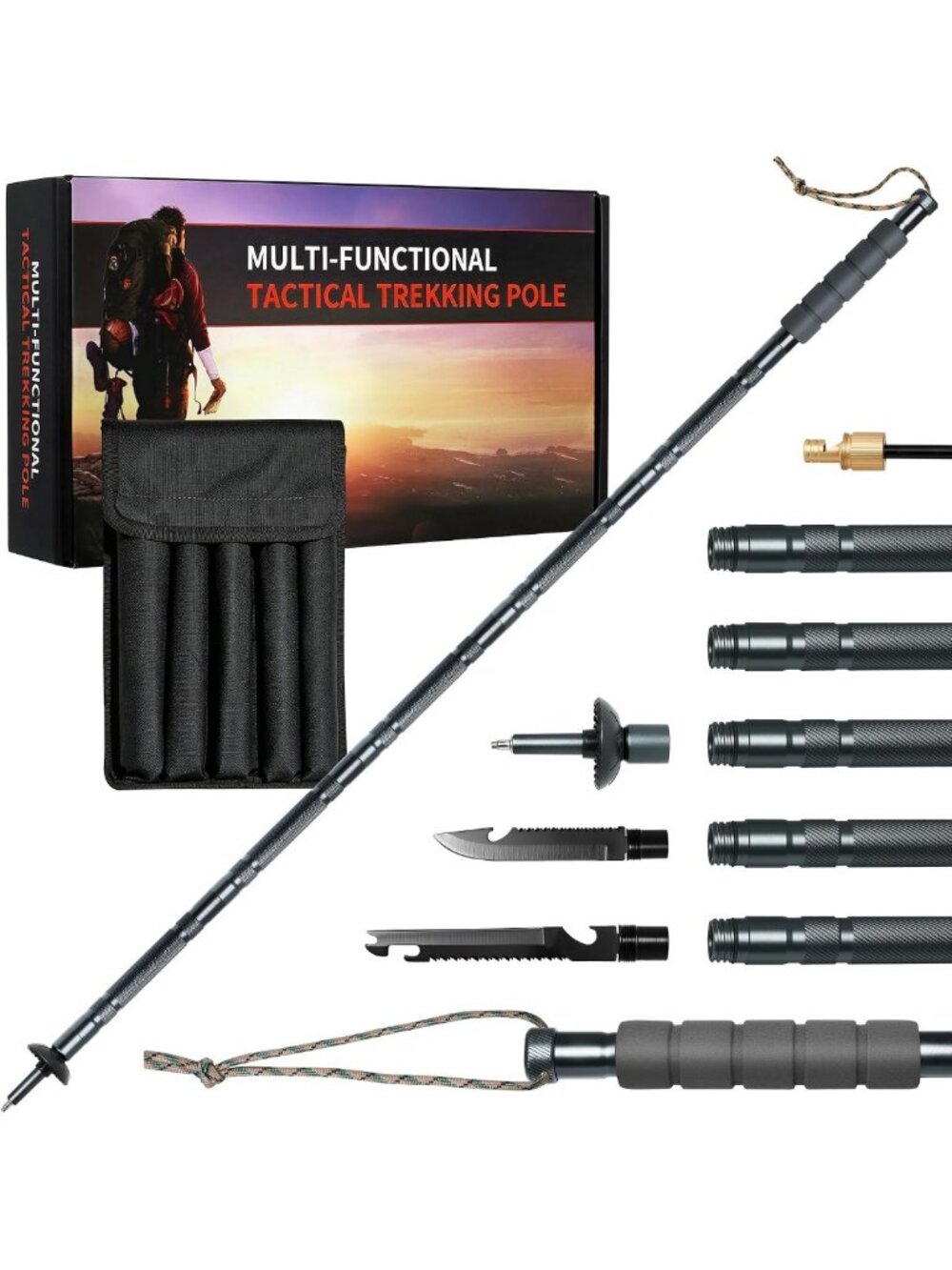 Multifunctional Aluminum Tactical Hiking Stick & Trekking Pole for Outdoor